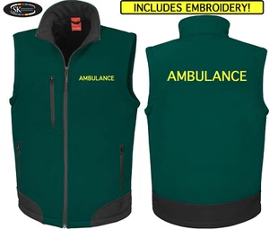 Ambulance Bodywarmer Gilet Bottle Green Printed Medic First Aid Jacket Coat - Picture 1 of 4