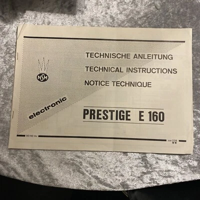 NSM PRESTIGE E160 Technical Instructions Manual Electronics Jukebox - Image 1 of 3