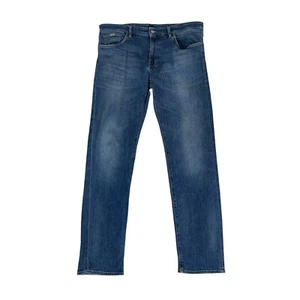 Hugo Boss Jeans Mens 36 Stretch Straight Leg Mid Rise Whiskered Denim Cotton - Picture 1 of 11