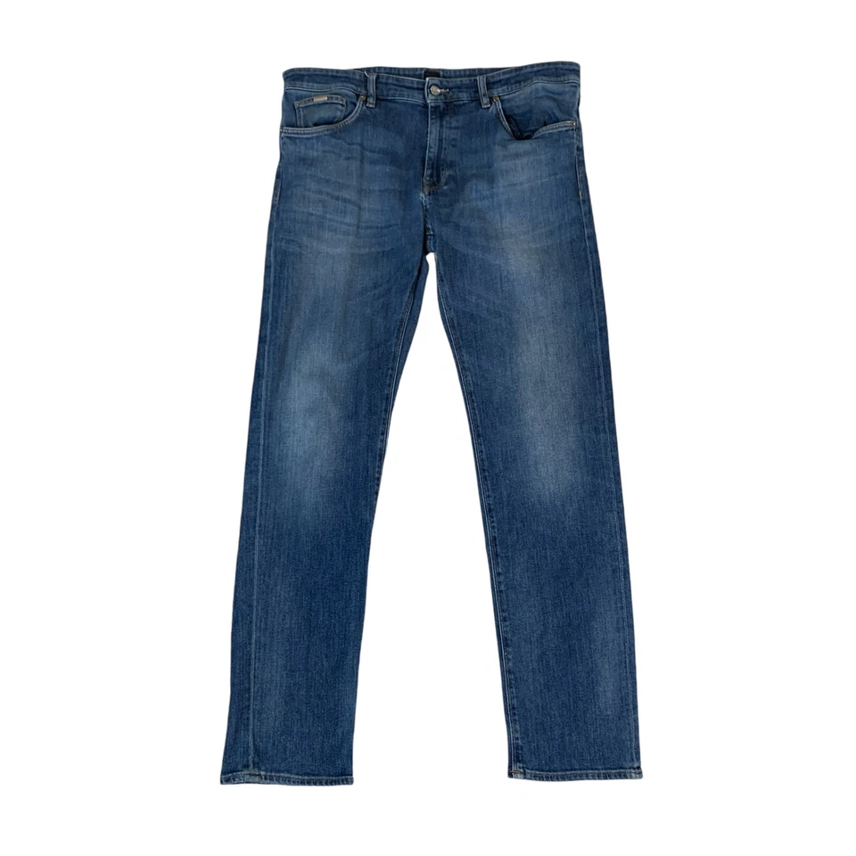 Hugo Boss Jeans Mens 36 Stretch Straight Leg Mid Rise Whiskered Denim Cotton - Image 1 of 4