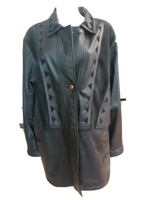 Leather Jacket Black MEN size 3XL Suede Trim 54 inch Chest - Image 1 of 4