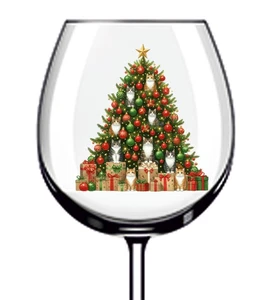 12x Colourful Christmas Tree Cat Vinyl Sticker Decal Tumbler Wine Glass Bottle - Picture 1 of 3