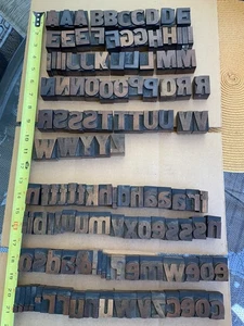 126 Antique vintage 1 3/4” wooden letterpress type printer blocks various letter - Picture 1 of 13