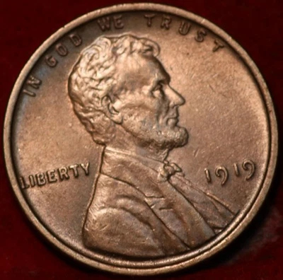 Uncirculated 1919 Philadelphia Mint Copper Lincoln Wheat Cent - Image 1 of 2