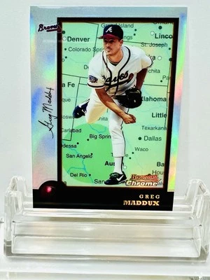 1998 Bowman Chrome International Refractor Greg Maddux #16 HOF - Image 1 of 2