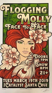 Flogging Molly/Face To Face Gig Poster By Artist Zachary Kent - Picture 1 of 4