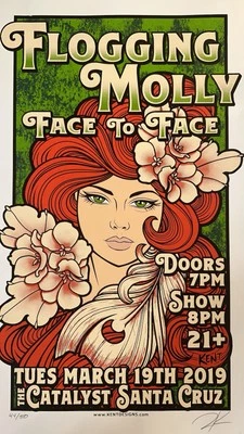 Flogging Molly/Face To Face Gig Poster By Artist Zachary Kent - Image 1 of 4