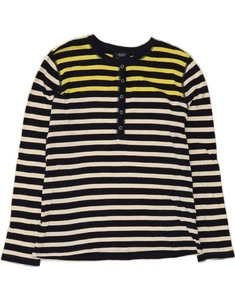 CHAPS Womens Top Long Sleeve UK 14 Large Black Striped Cotton AM02 - Picture 1 of 3
