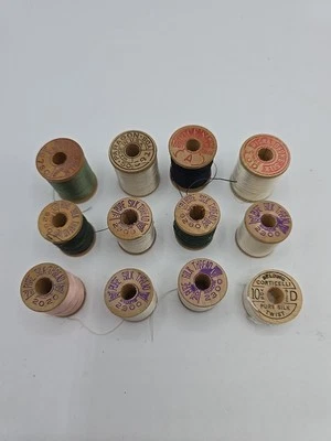 Lot Of 12 Silk Thread Wooden Spools Belding Corticelli, Paragon, Others - Image 1 of 4