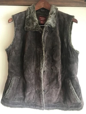 Chaleco Eddie Bauer Mujer Marrón Seattle Gamuza Imitación Piel Forrado Cuero Genuino L Foto 1 de 4