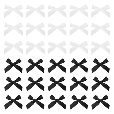 50 шт. мини лента бант 1,8 дюйма мини ткань атласная лента черный/белый - Изображение 1 из 4