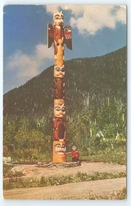 Postcard Totem Pole Southeastern Alaska Tlingit Tribe posted 1953 - Picture 1 of 3