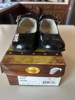 Vestido Footmates Laura Negro Charol Niño Talla 8 Mary Jane Hebilla Clásica Foto 1 de 4