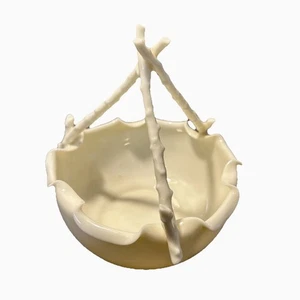 Plato de caramelo Lenox Ivory Woodland rama borde festoneado hecho en EE. UU. - Imagen 1 de 5