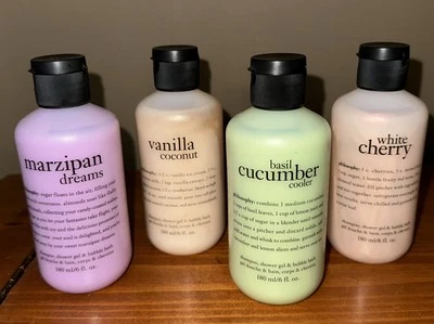 PHILOSOPHY Basil Cucumber,Vanilla Coconut,White Cherry,Marzipan Dreams NEW 6oz - Image 1 of 4