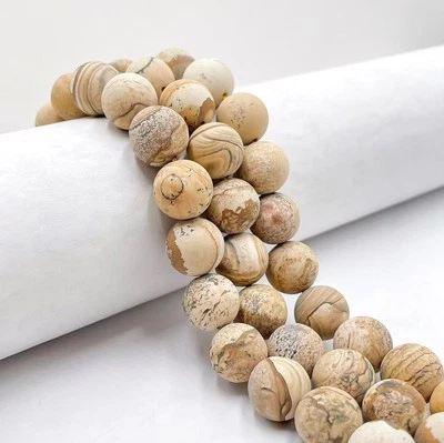 Natural Picture Jasper Matte Round Beads Size 14mm 16mm 18mm 15.5" Strand - Image 1 of 2