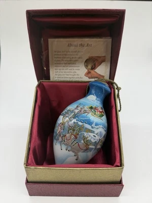 Ne'Qwa Art 7241105 Over the Rooftops - Santa Flying Over Town Ornament 6.5" New - Image 1 of 4