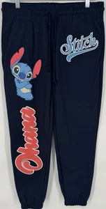 NWOT Disney Women’s Stitch Ohana Graphic Jogger Sweatpants Dark Navy Sz M Movie - Picture 1 of 15