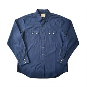 Dee Cee Shirt Mens 19 35 Blue Pearl Snap Sawtooth Western USA Made 58” Big Man - Picture 1 of 6