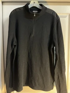 Suéter MICHAEL KORS Para hombres 1/4 Cremallera Tejido Cuello Simulado Negro Talla Grande - Imagen 1 de 5