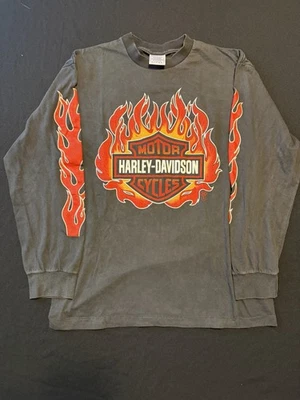 Vintage REPRINT Harley Davidson Red Flames Long And Shield Hit Size XL - Image 1 of 4