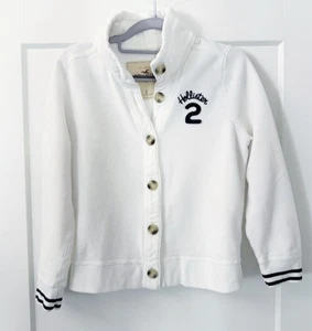 Hollister Sweatshirt Button Down Jacket Junior Boys Size L White - Picture 1 of 8