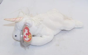 TY BEANIE BABY 1993 MYSTIC UNICORN YARN MANE BEAN BAG PLUSH WITH TAG & PROTECTOR - Picture 1 of 5
