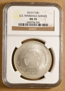 2015 P U.S. Marshals Service Commemorative Silver Dollar NGC MS70 - Picture 1 of 2