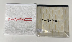 MAC COSMETICS Clear & White Ziplock Makeup Bags(2) Both 8"x8"x2" ~ BRAND NEW - Picture 1 of 6