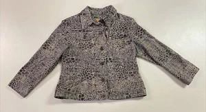 Ruby Rd. Women Brown Beige Print Collared Button Down Jacket Size 6 - Picture 1 of 11