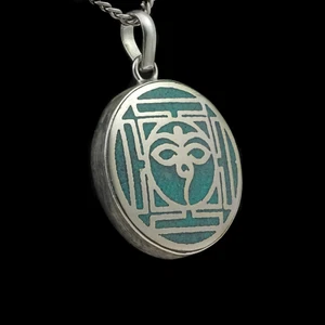 Colgante Ojos De Buda Turquesa Plateado Mandala Redondo Budismo Amuleto - Imagen 1 de 3