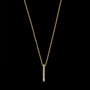ECHTER DIAMANT MINIMALISTISCHE STAB HALSKETTE 14K GOLD THANKSGIVING GESCHENK EDLER SCHMUCK - Bild 1 von 5
