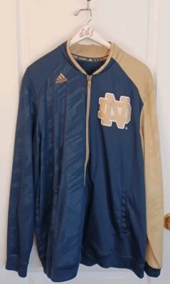 CHAQUETA DE CALENTAMIENTO IRLANDESA DE LUCHA AZUL/DORADA ADIDAS NOTRE DAME ESTILO XL # 6870A 13 Foto 1 de 4