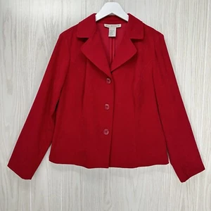 Requirements Jacket Womens Size L Red Microsuede Button Front Long Sleeve Career - Picture 1 of 12
