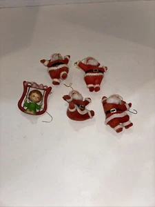 (5) ASSORTED FELT COVERED CHRISTMAS ORNAMENTS - Santa’s VTG Loop - Picture 1 of 2