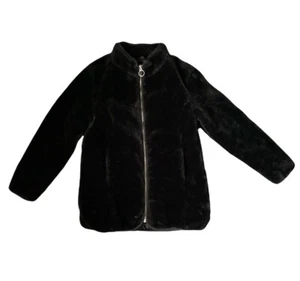 Gap Kids Faux Fur coat zipper closure lined black sz M - Picture 1 of 5