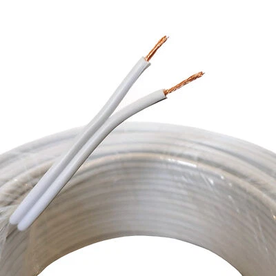 (0,36 €/m) Cable de altavoz 25 m blanco 0,75 mm² cobre dúplex cable de audio cable de caja