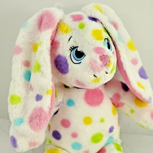 Build A Bear Bunny Rabbit Plush White Pastel Polka Dots Pink Ears Blue Eyes 2016 - Picture 1 of 12