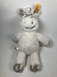 Steiff Plush Zebra Cream Beige Stripey 8” Beanie Soft Stuffed Animal Toy - Picture 1 of 12