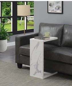 Convenience Concepts Northfield Admiral C End Table, 18 X 11.5 X 26, White Faux - Picture 1 of 3
