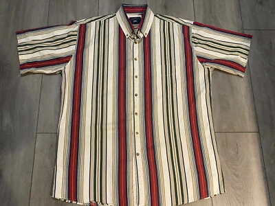 Camisa Harbor Bay Multicolor Atrevida Rayas Manga Corta Botón Dúo XLT con Bolsillo Foto 1 de 4