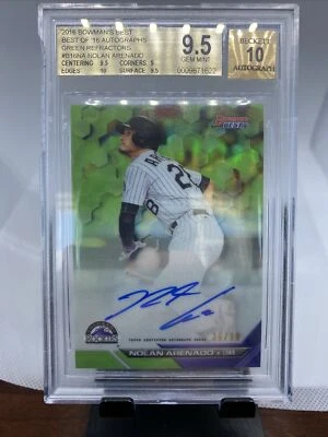 2016 Bowmans Best Nolan Arenado Auto Green Ref /99 BGS 9.5 10 POP!! On Card Auto - Image 1 of 4