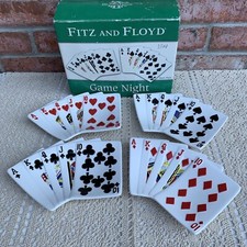 Fitz & Floyd GAME Card NIGHT Poker Snack Plates Set Of 4