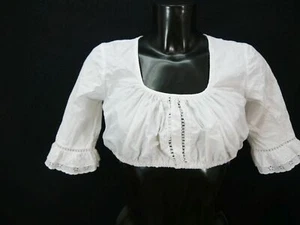 Gr.40 Dirndlbluse süße Bluse für Dirndl Baumwolle mit Spitze B9220 - Bild 1 von 3