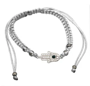 Special HAMSA gegen den BÖSEN BLICK mit WEISS Kordel-Armband - Bild 1 von 6