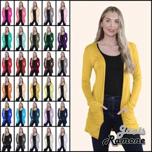 Boyfriend Cardigan Damen schlicht langärmelig offener Tropfen Tasche Freizeit Achselzucken Oberteil - Bild 1 von 148