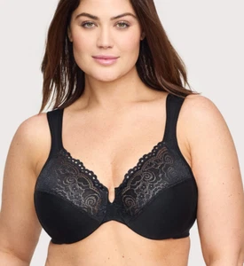 Glamorise 34B Low Cut WonderWire Lace Bra NWOT 1240 Black - Picture 1 of 7