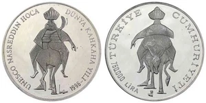 TURKEY 1996, 150,000 Lira, UNESCO Nasreddin Hodja, KM#1052, Silver Coin, 925 Ag - Picture 1 of 1