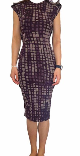 Abito MIDI BOTTEGA VENETA viola manica in lana manica ad aletta 40 US 6