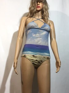 Madewell Size 6 One Piece Swimsuit with Beach Theme Design Bathing Suit - Picture 1 of 12